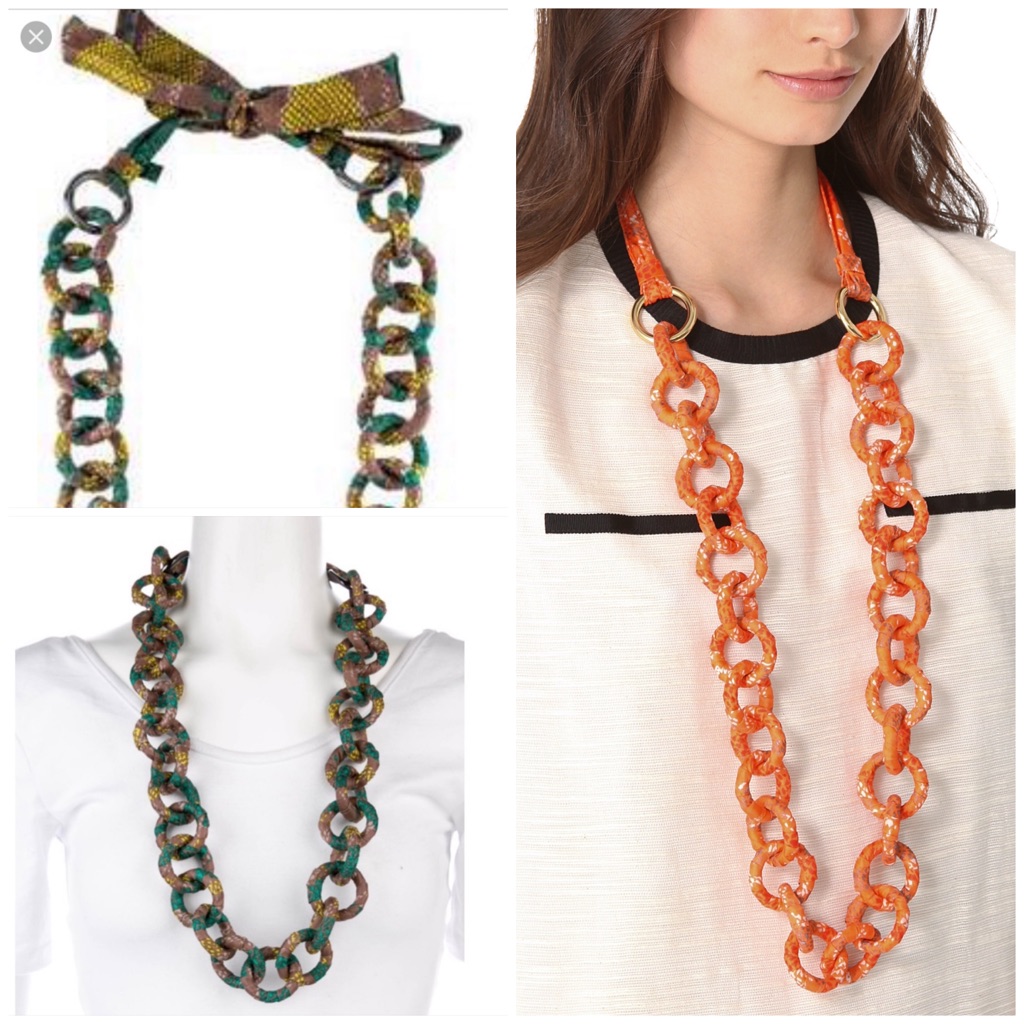 Tory Burch - Pop Snake Necklace In Green/Tan
